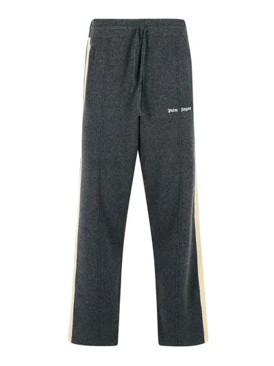 Palm Angels Wool Blend Trousers Drawstring Waist In Gray