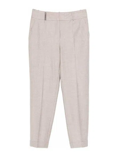Peserico Tailored Beige Trousers With Cuffed Hems In Neutral