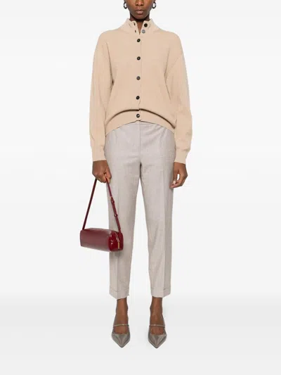Peserico Tailored Beige Trousers With Cuffed Hems In Neutral