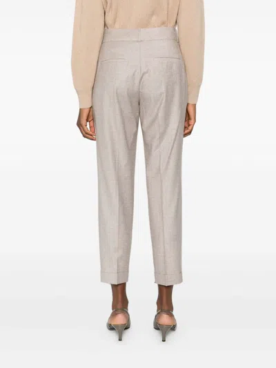 Peserico Tailored Beige Trousers With Cuffed Hems In Neutral