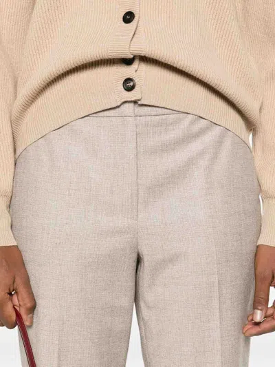 Peserico Tailored Beige Trousers With Cuffed Hems In Neutral