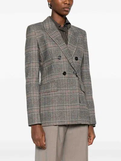 Pinko Double-breasted Tailored Jacket With Plaid Pattern In Multi