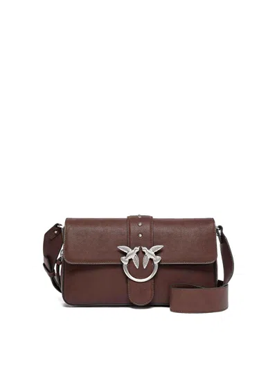 Pinko Medium Leather Classic Love Bag Slouchy Shoulder Bag With Zip In Brown