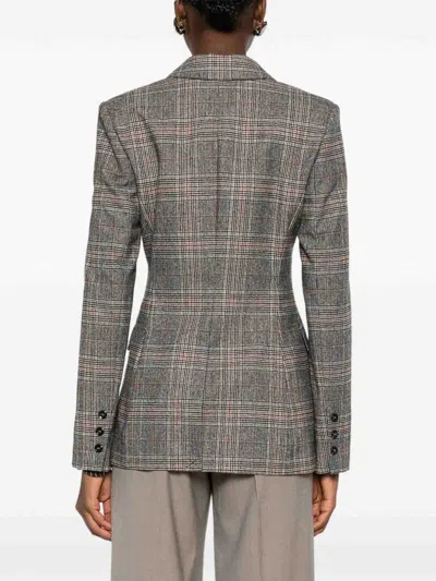 Pinko Double-breasted Tailored Jacket With Plaid Pattern In Multi