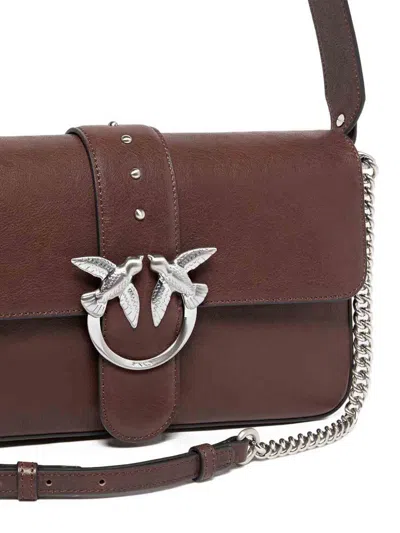 Pinko Medium Leather Classic Love Bag Slouchy Shoulder Bag With Zip In Brown