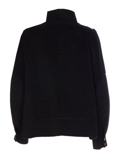 Pinko 'crostino' Black Jacket With Collar With Buttons And Front Pockets In Wool Blend Woman In Black