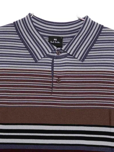 Paul Smith Long-sleeve Polo Sweater In Viola In Multi