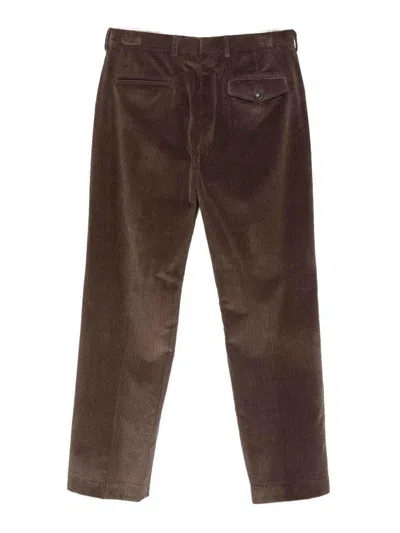 Paul Smith Brown Cotton And Velvet Casual Trousers  In Brown