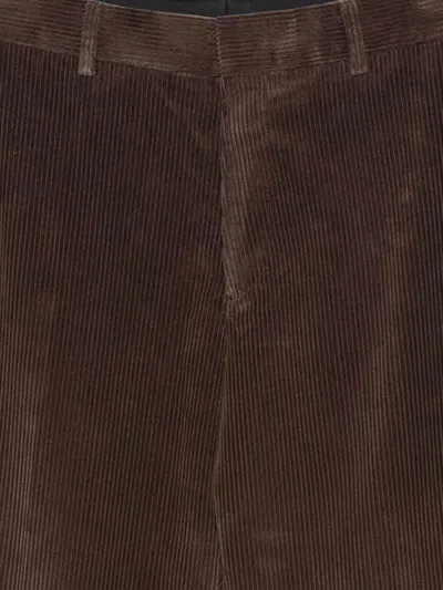 Paul Smith Brown Cotton And Velvet Casual Trousers  In Brown