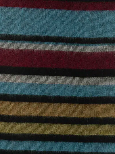 Paul Smith Multicolour Stripe Cashmere Scarf With Fringed Edges In Multi
