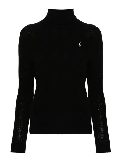 Polo Ralph Lauren Black Wool Blend Sweater In Black