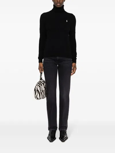 Polo Ralph Lauren Black Wool Blend Sweater In Black