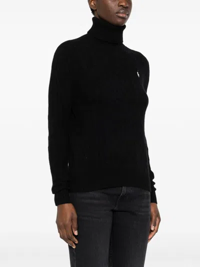 Polo Ralph Lauren Black Wool Blend Sweater In Black