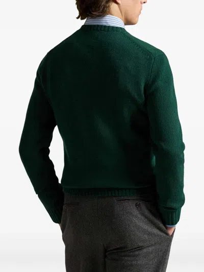 Polo Ralph Lauren Crew Neck Knit Sweater With Ribbed Textures In Green