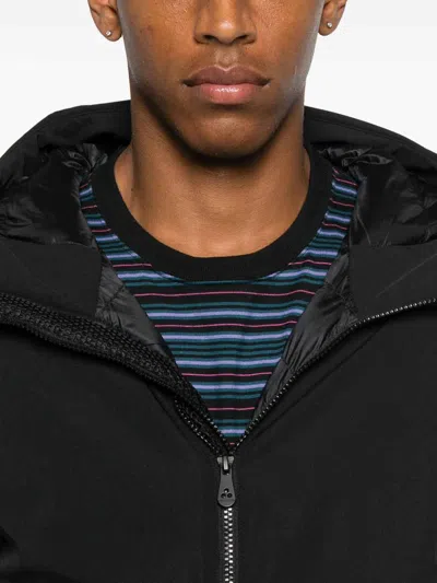 Peuterey Black Coat With Hood And Zippered Pockets In Black