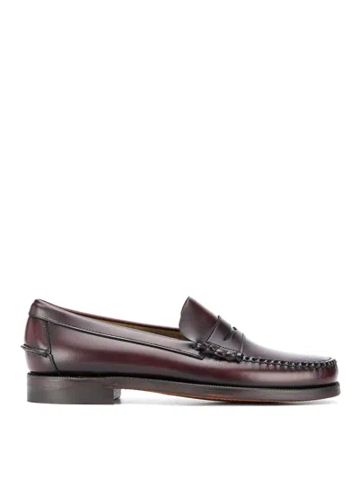 Sebago Leather Sole Loafer Penny Strap In Brown
