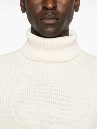 Sebago Ribbed Knit White Wool Sweater In Neutral