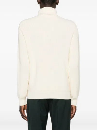 Sebago Ribbed Knit White Wool Sweater In Neutral