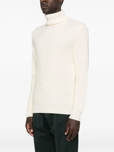 Sebago Ribbed Knit White Wool Sweater In Neutral