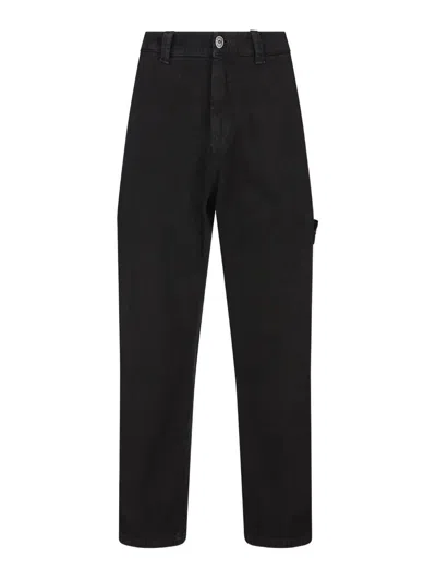 Stone Island Trousers Blue And Green In Black