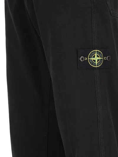 Stone Island Trousers Blue And Green In Black