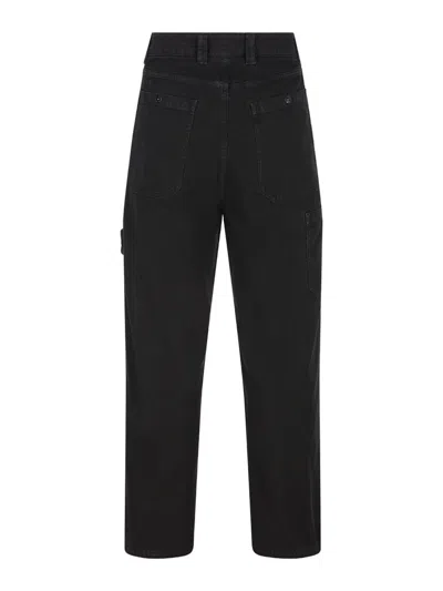 Stone Island Trousers Blue And Green In Black