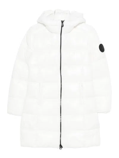 Save The Duck Quilted Mid-length Jacket With Hood In White
