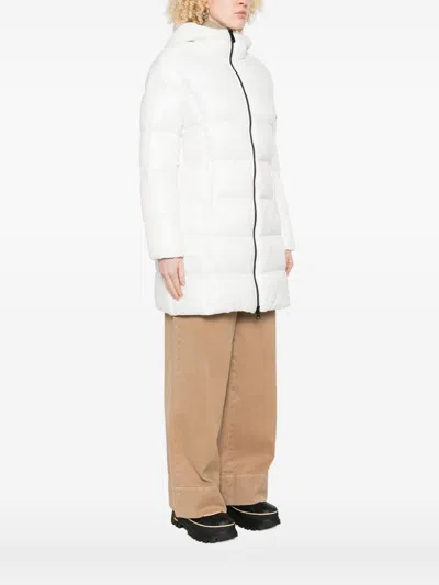 Save The Duck Quilted Mid-length Jacket With Hood In White