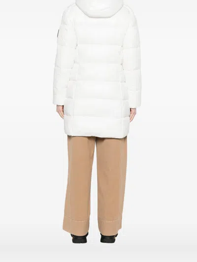 Save The Duck Quilted Mid-length Jacket With Hood In White