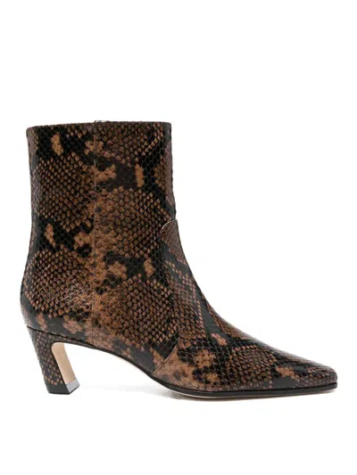 Stuart Weitzman Stassi 50 Snake-effect Leather Ankle Boots In Brown