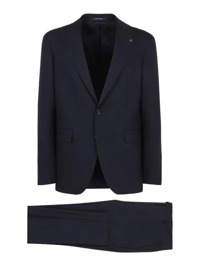 Tagliatore Wool Single-breasted Suit In Blue