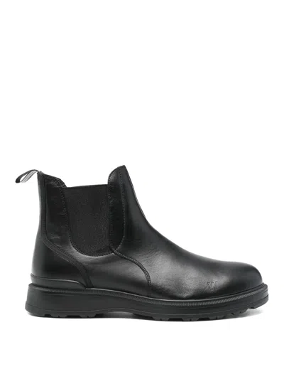 Woolrich Leather Boots With Elastic Sides In Black