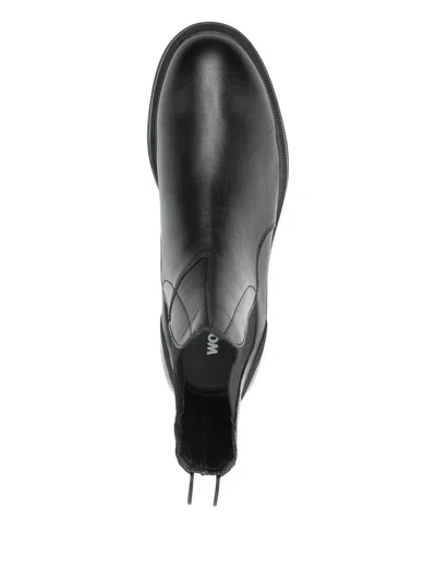 Woolrich Leather Boots With Elastic Sides In Black
