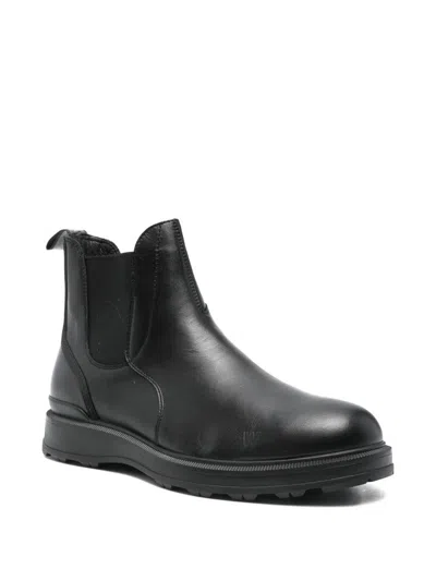 Woolrich Leather Boots With Elastic Sides In Black