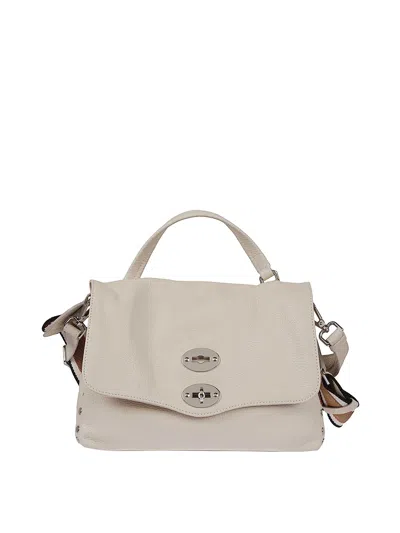 Zanellato Structured Leather Shoulder Bag With Metallic Hardware In Neutral