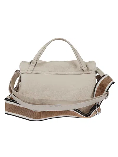 Zanellato Structured Leather Shoulder Bag With Metallic Hardware In Neutral