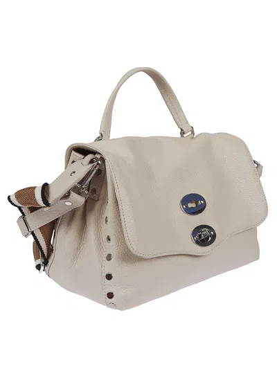 Zanellato Structured Leather Shoulder Bag With Metallic Hardware In Neutral