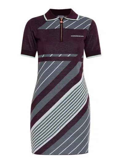 Casablanca "diagonal" Tennis Polo Dress In Purple