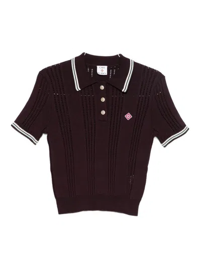 Casablanca Cotton Knit Polo Shirt In Brown