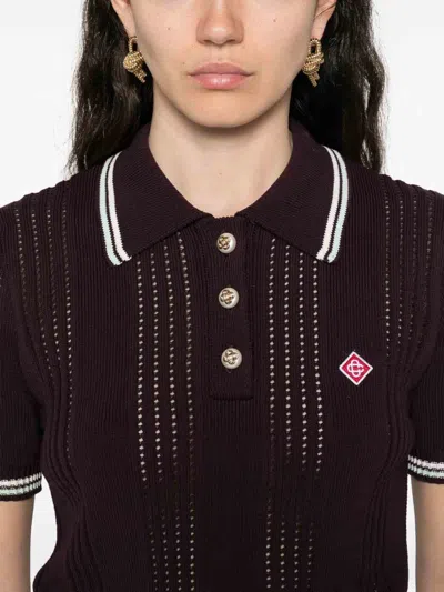 Casablanca Cotton Knit Polo Shirt In Brown