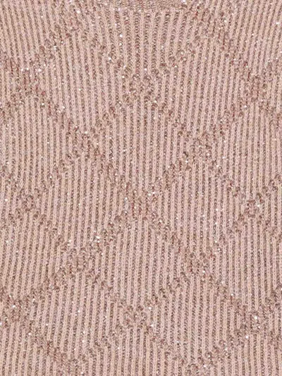 D Exterior Sequin-embellished Diamond-pattern Sweater In Pink