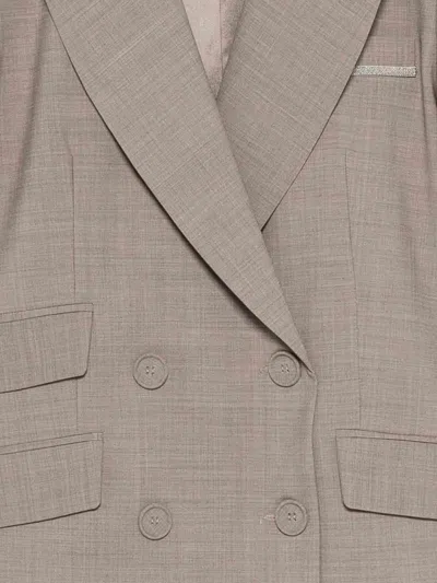 D Exterior Double-breasted Flap-pocket Jacket In Brown