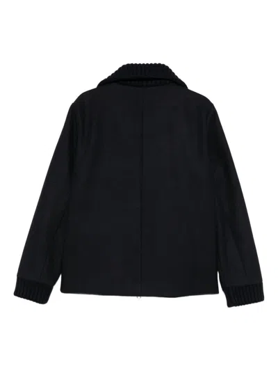 Daniele Alessandrini Minimalist Black Jacket With Front Zipper And Quilted Lining In Black