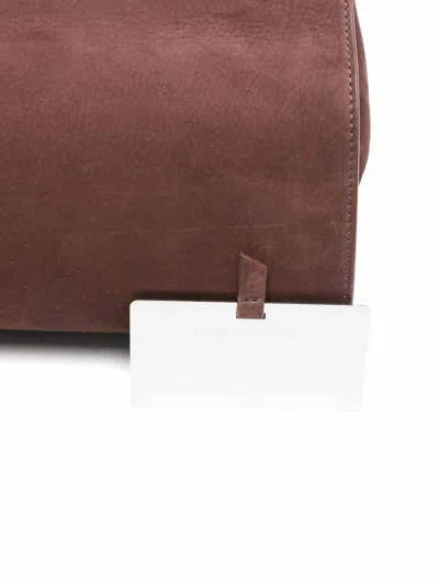 Benedetta Bruzziches Bordeaux Suede Shoulder Bag With Metallic Clasp In Brown