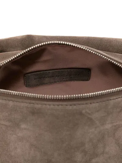 Benedetta Bruzziches Trapezoidal Brown Shoulder Bag With Adjustable Strap In Brown