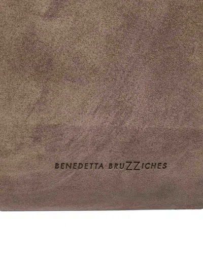 Benedetta Bruzziches Structured Calfskin Handbag With Metallic Clasp In Gray
