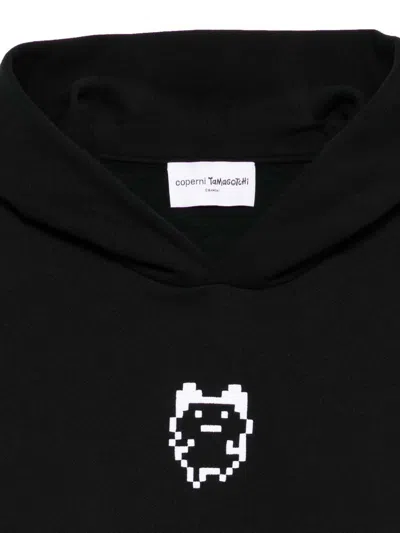 Coperni Organic Cotton Hooded Sweatshirt Featuring Embroidery In Black