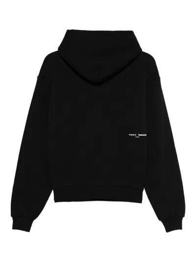 Coperni Organic Cotton Hooded Sweatshirt Featuring Embroidery In Black