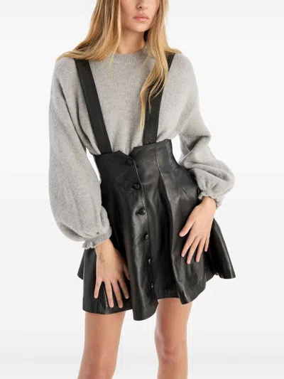 Rotate Birger Christensen Leather Miniskirt With Suspenders Rotate In Black