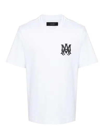 Amiri White Crewneck T-shirt With Logo Print On The Front And Logo Lettering On The Rear In Cotton M In White